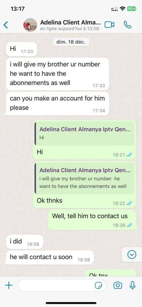 Press IPTV Real Customer WhatsApp Conversation Screenshot 5